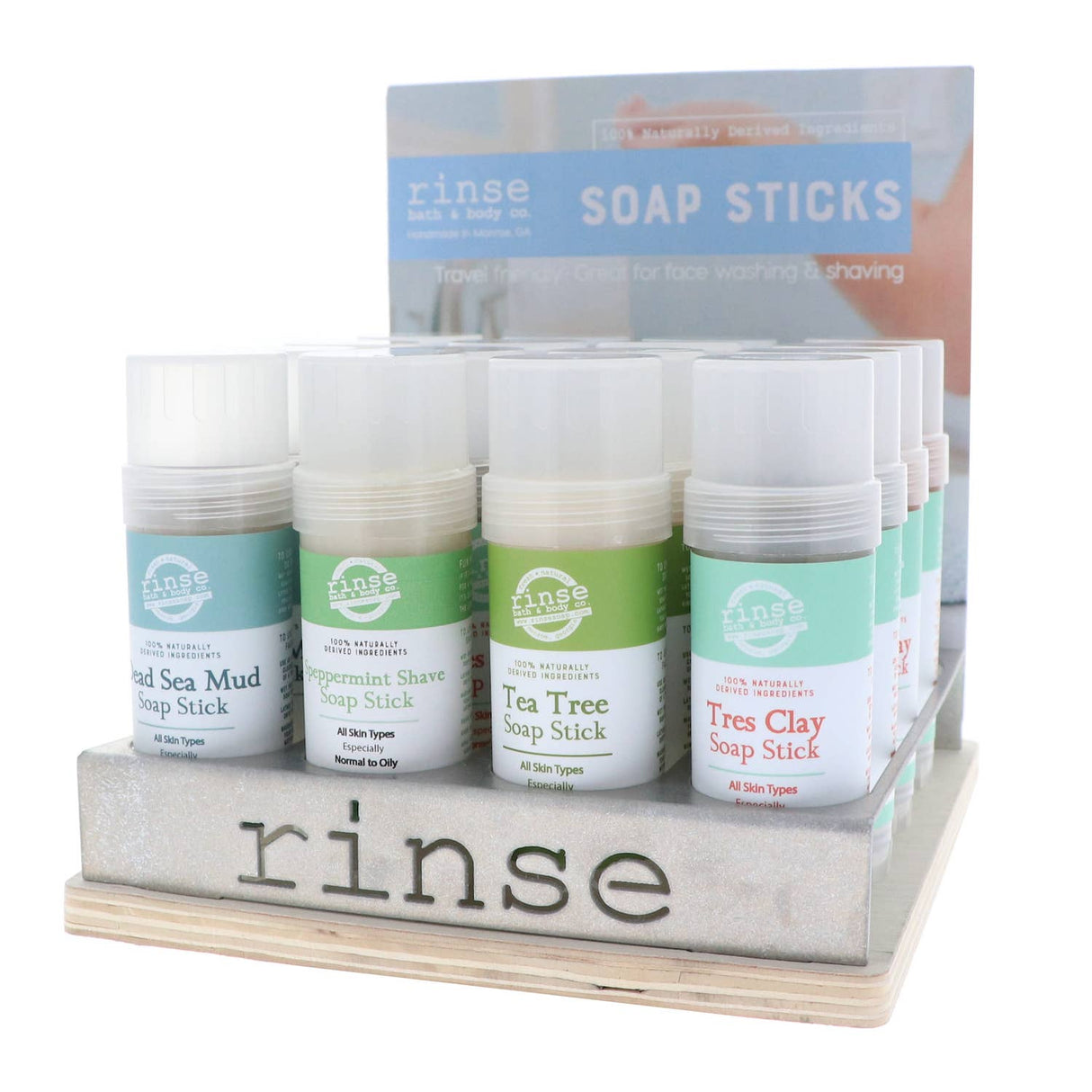 Travel Soap Stick Display | Filled | 24 Units + Testers