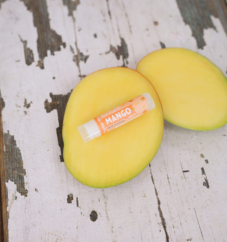 Handmade Mango natural lip balm - naturally derived - detail view