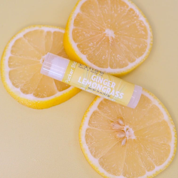 Rinse Ginger Lemongrass natural lip balm - long-lasting moisture - alternate angle