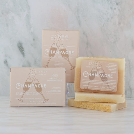 handmade natural bar soap in Champagne by Rinse Bath & Body - detail view