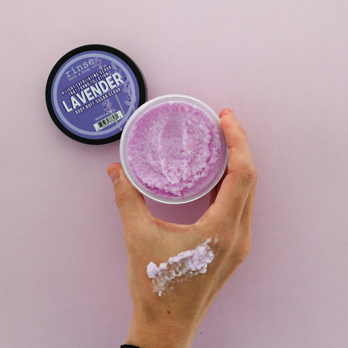 Handmade Lavender natural sugar scrub - naturally derived - alternate angle