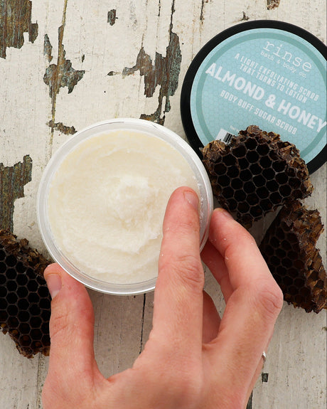 Almond Honey Body Scrub (Body Buff) — in-use