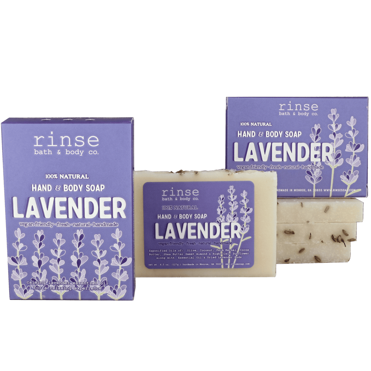 Rinse Lavender handmade natural bar soap - moisturizing and gentle