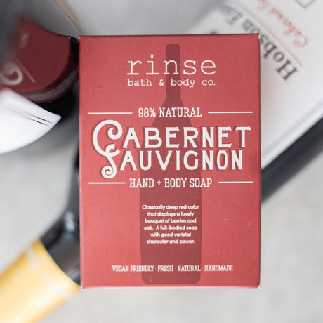 handmade natural bar soap in Cabernet Sauvignon by Rinse Bath & Body - back label