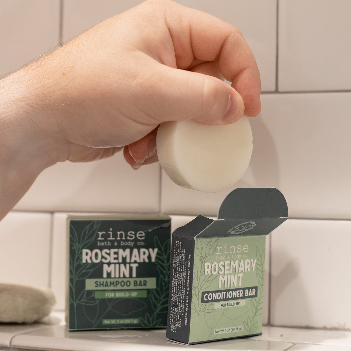 Natural natural conditioner bar | Rosemary Mint | Rinse Bath & Body Co. - detail view