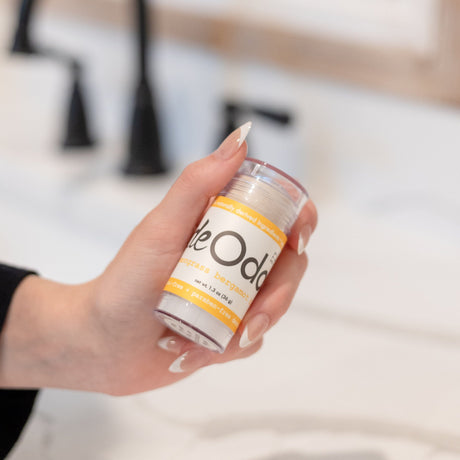 Handmade Lemongrass Bergamot aluminum-free natural deodorant - naturally derived - lifestyle shot