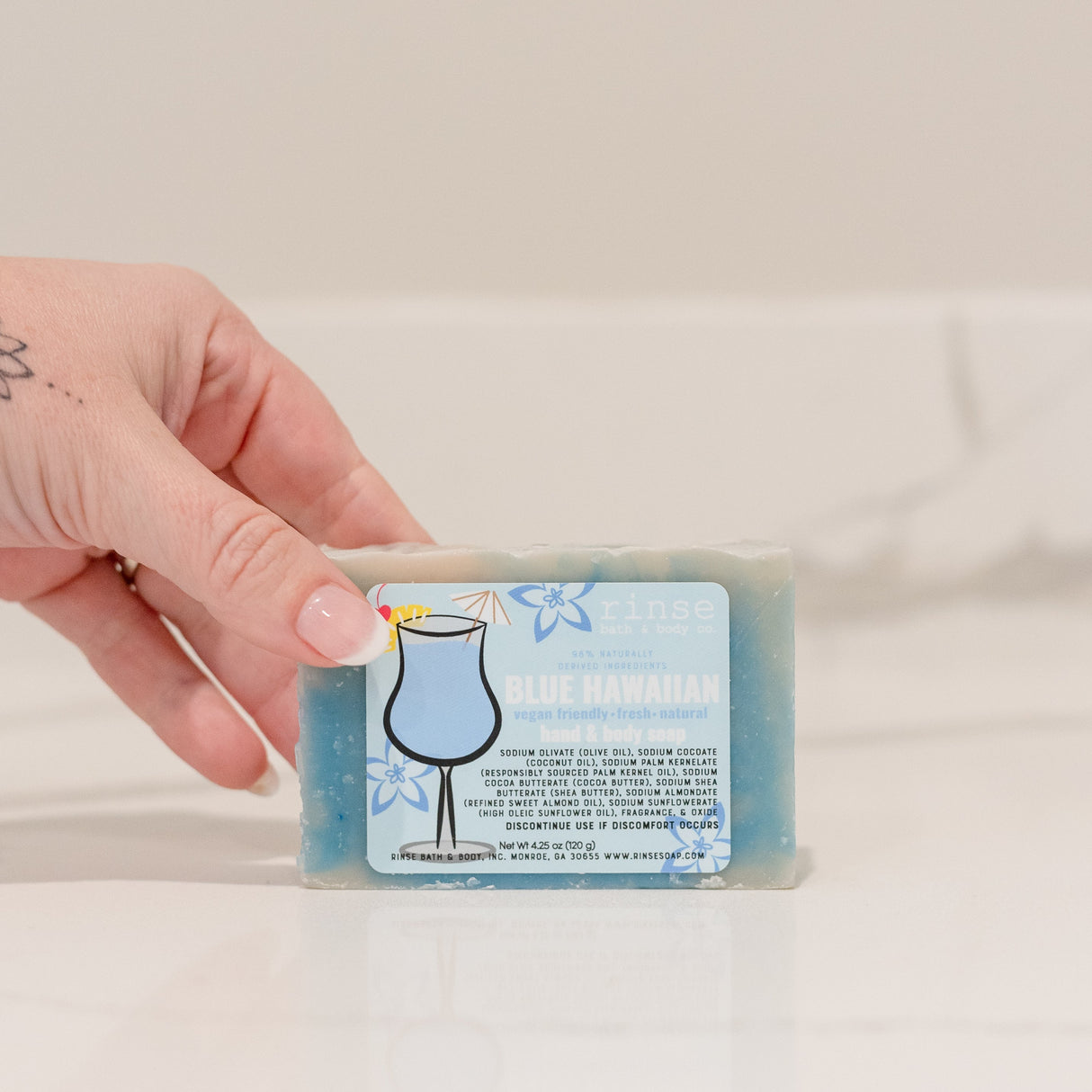 Natural handmade natural bar soap | Blue Hawaiian | Rinse Bath & Body Co. - lifestyle shot
