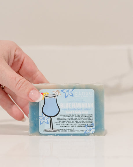 Natural handmade natural bar soap | Blue Hawaiian | Rinse Bath & Body Co. - lifestyle shot