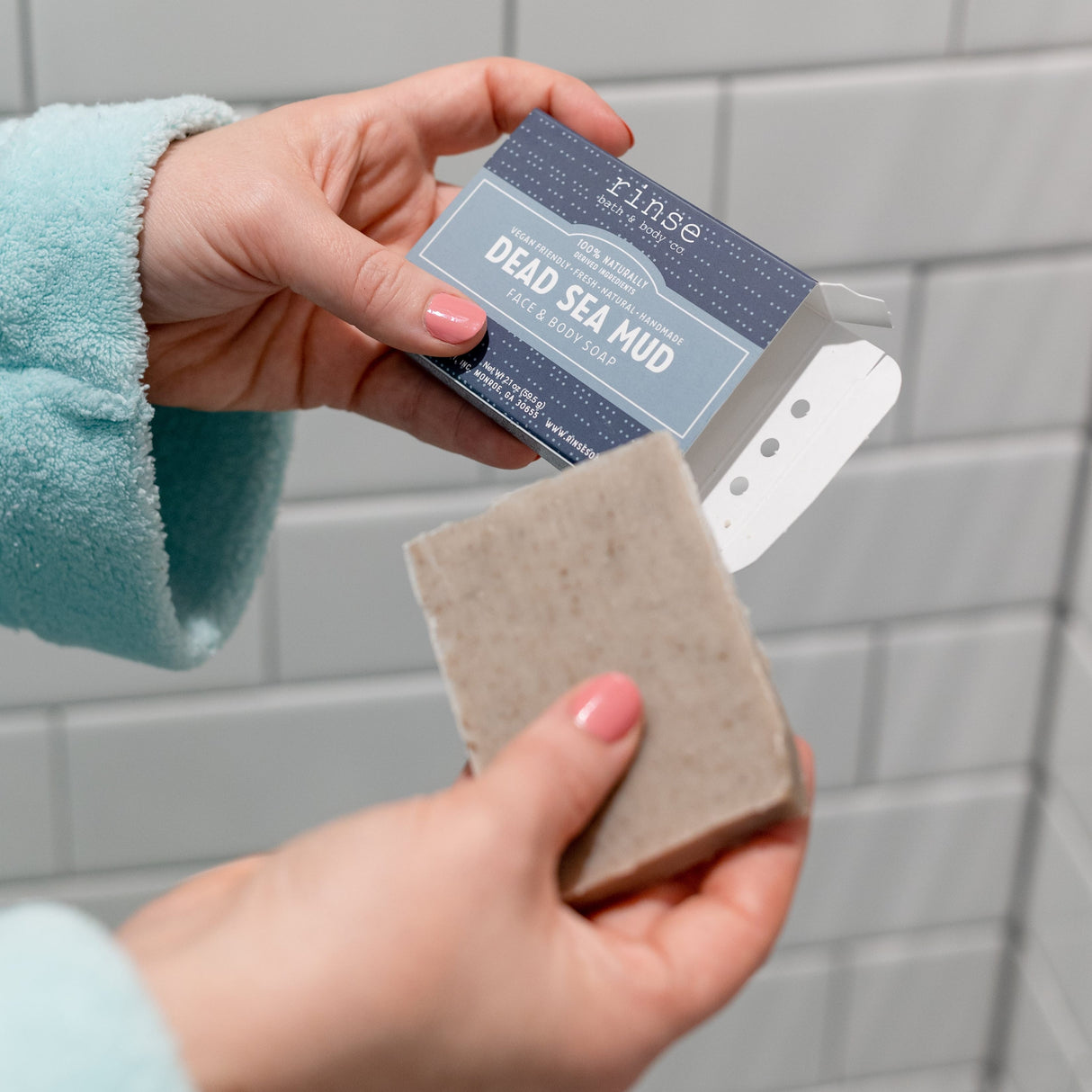 handmade natural bar soap in Dead Sea Mud by Rinse Bath & Body - alternate angle