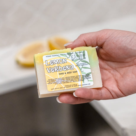 Rinse Lemon Verbena handmade natural bar soap - moisturizing and gentle - alternate angle