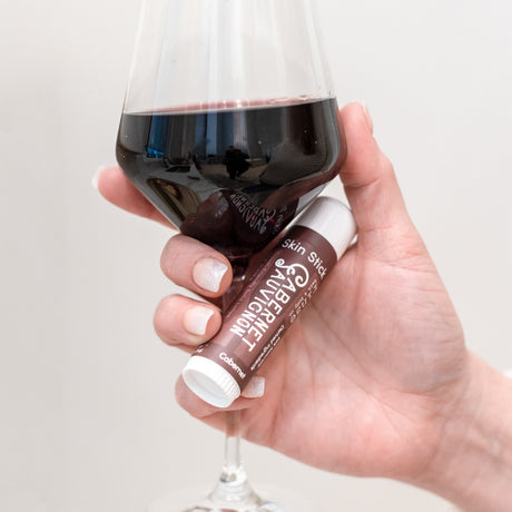 Handmade Cabernet solid lotion stick - naturally derived - back label