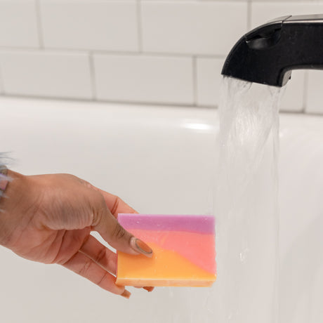Handmade Rainbow Sherbet handmade natural bar soap - naturally derived - alternate angle