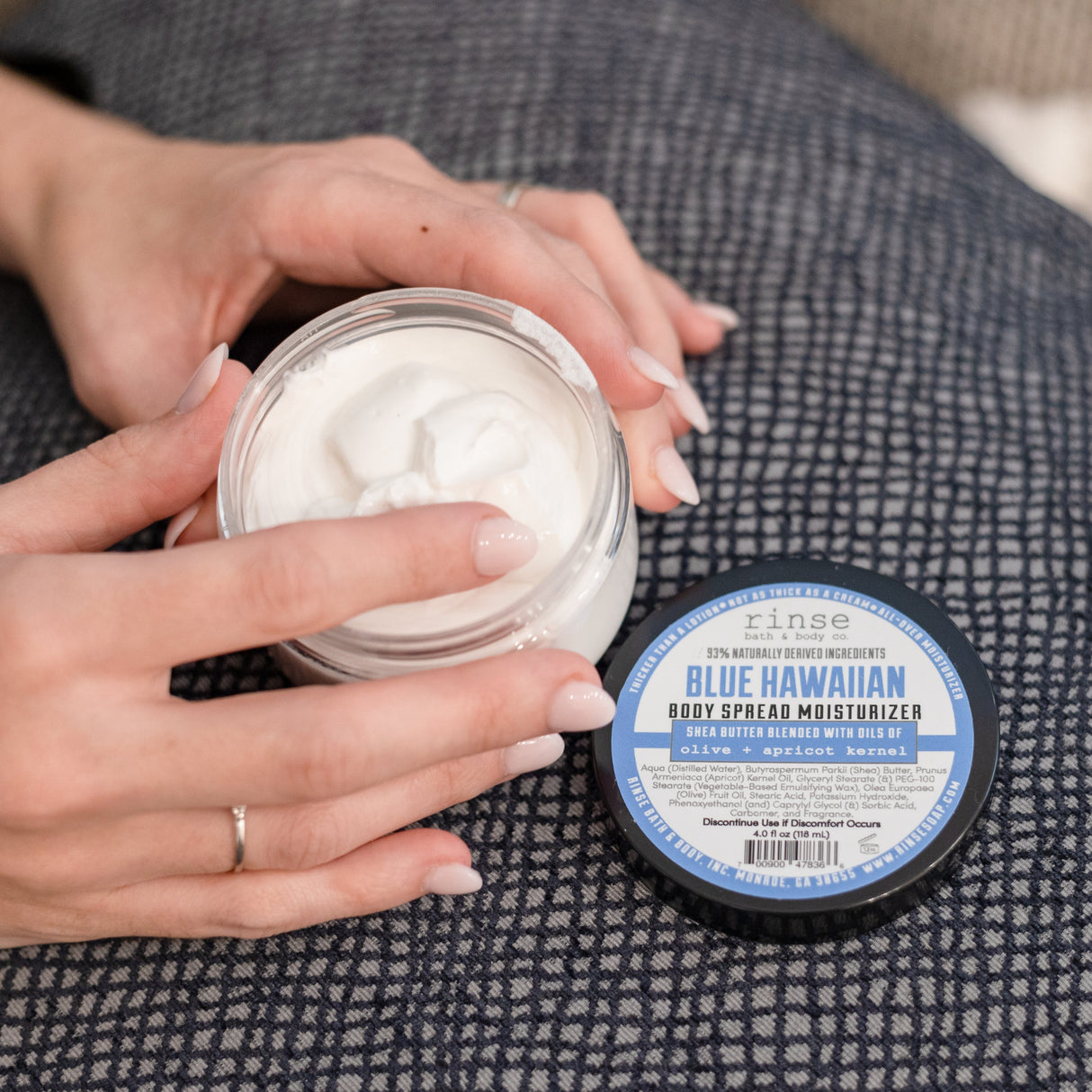 Blue Hawaiian natural body lotion from Rinse - shea butter enriched - alternate angle