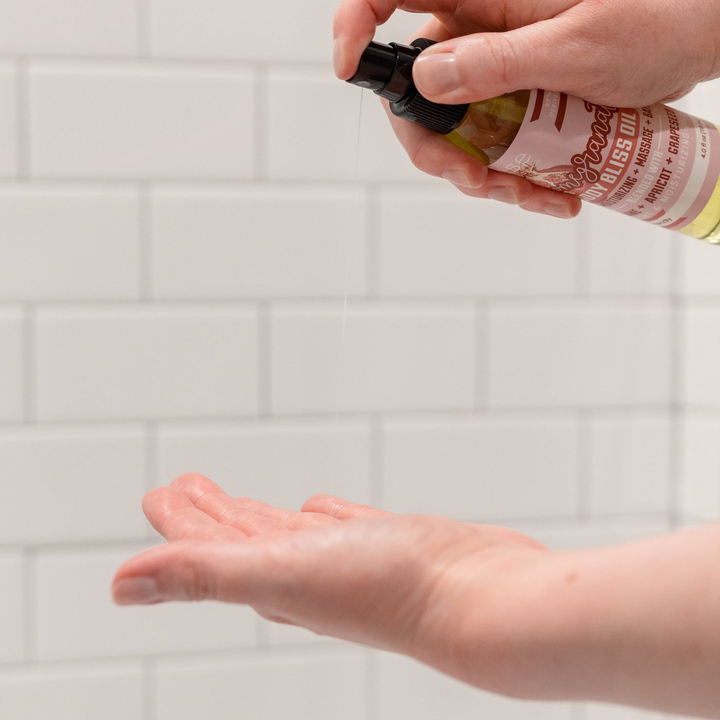 Handmade Pomegranate natural body oil - naturally derived - alternate angle