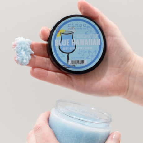 Rinse Blue Hawaiian natural sugar scrub - gentle exfoliation for soft skin - alternate angle