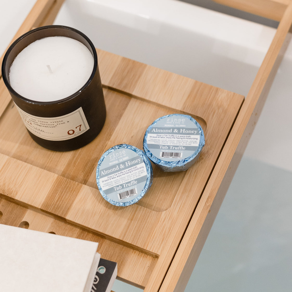 Handmade Almond Honey bath bomb - naturally derived - alternate angle