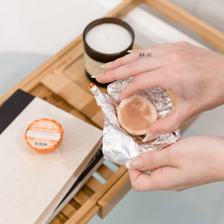 bath bomb in Coconut Mango by Rinse Bath & Body - alternate angle