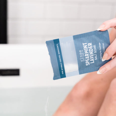 Rinse Spearmint Lavender natural bath soak - relaxing mineral soak - detail view