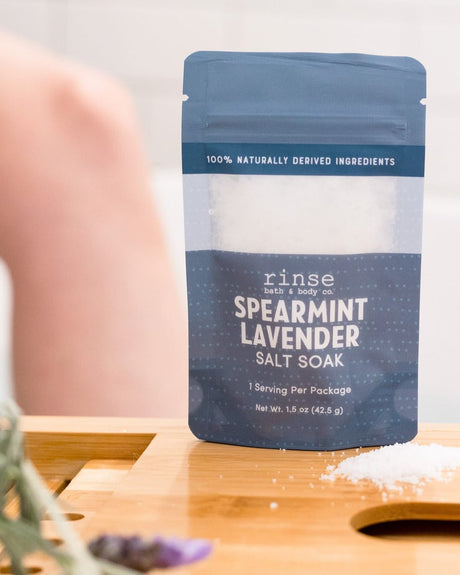 Spearmint Lavender bath soak by Rinse Bath & Body