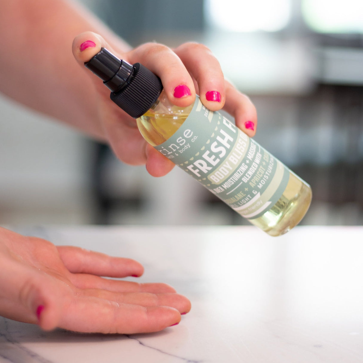 Fresh Fig natural body oil from Rinse - essential oil infused - lifestyle shot