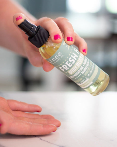 Fresh Fig natural body oil from Rinse - essential oil infused - lifestyle shot
