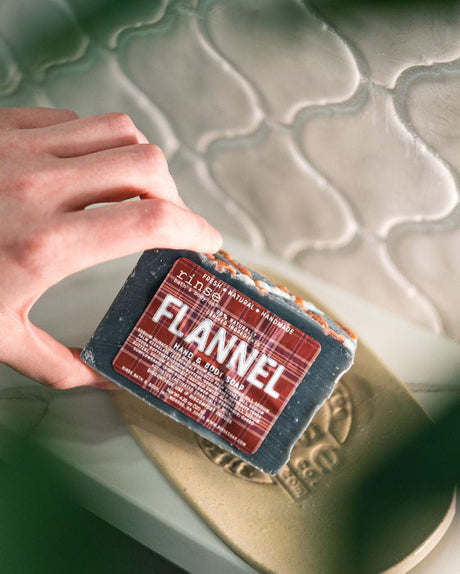 handmade natural bar soap in Flannel by Rinse Bath & Body - lifestyle shot