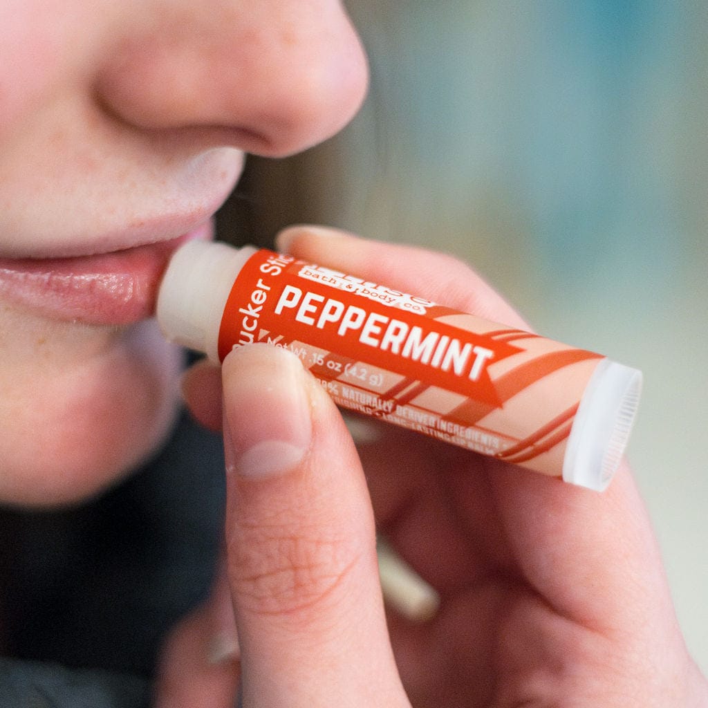 Handmade Peppermint natural lip balm - naturally derived - lifestyle shot