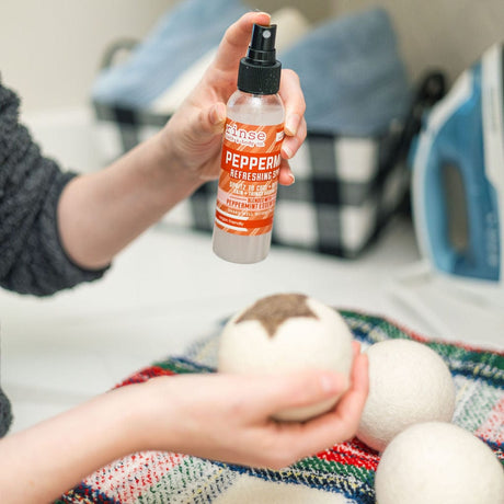 Peppermint room and linen spray from Rinse - essential oil based - alternate angle