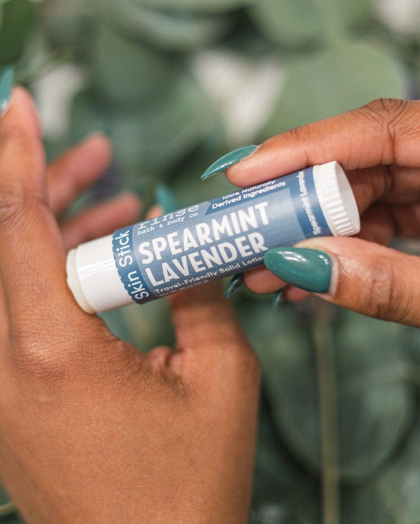 Rinse Spearmint Lavender solid lotion stick - mess-free hydration - alternate angle