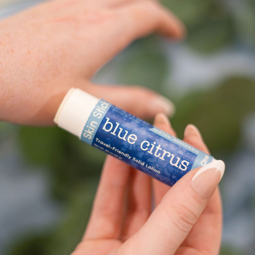 Handmade Blue Citrus solid lotion stick - naturally derived - alternate angle