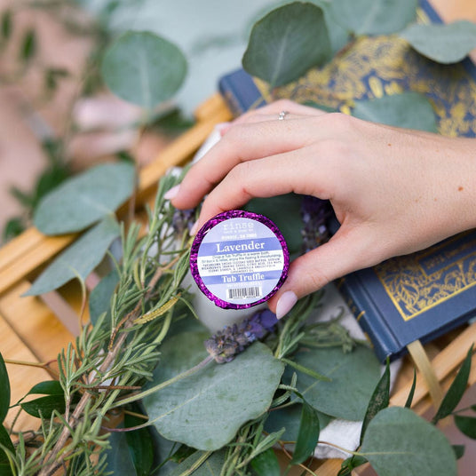 Lavender Cocoa Butter Bath Bomb styled with lavender — Rinse Bath & Body Co.