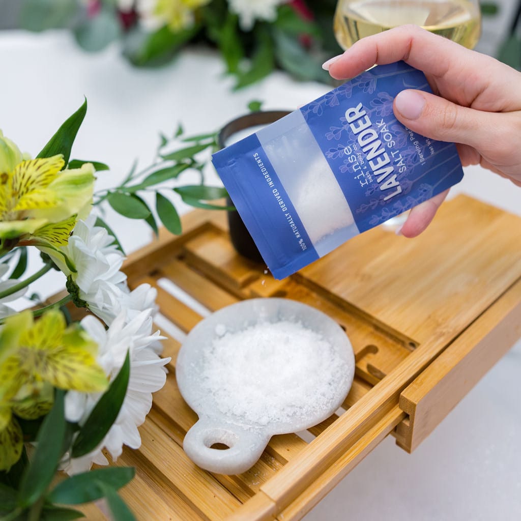 Rinse Lavender natural bath soak - relaxing mineral soak - alternate angle