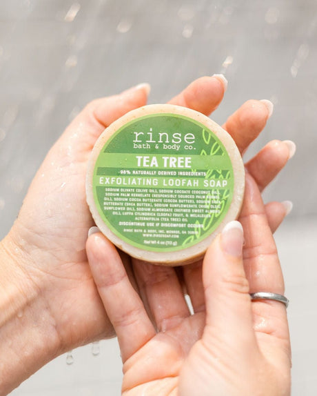 Tea Tree Loofah handmade natural bar soap from Rinse - paraben-free since 2003 - alternate angle