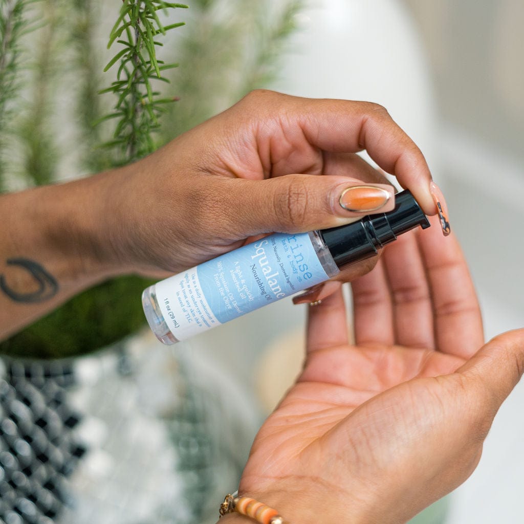 natural facial oil serum in Squalane by Rinse Bath & Body - detail view