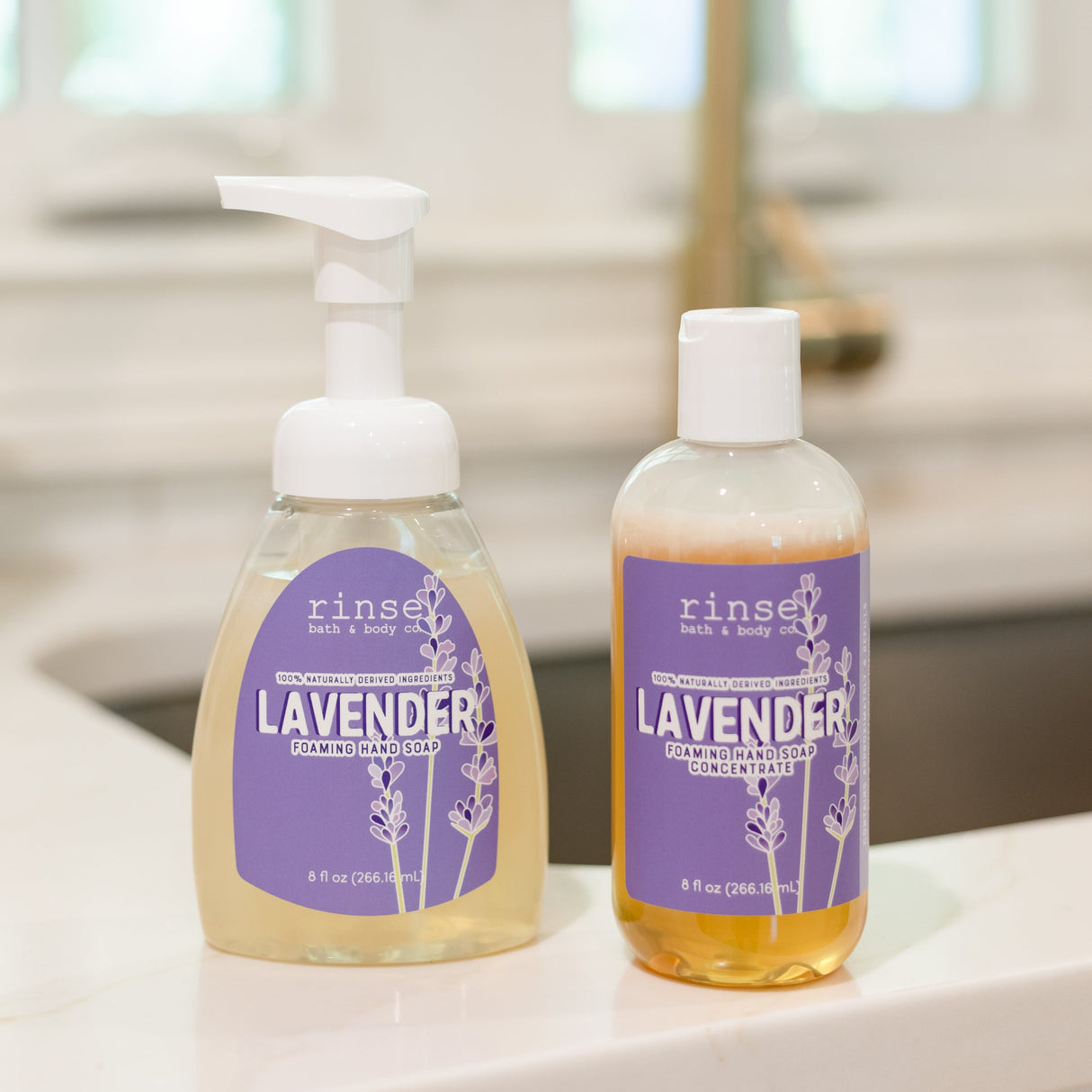 Rinse Lavender natural foaming hand soap - gentle cleansing formula - alternate angle