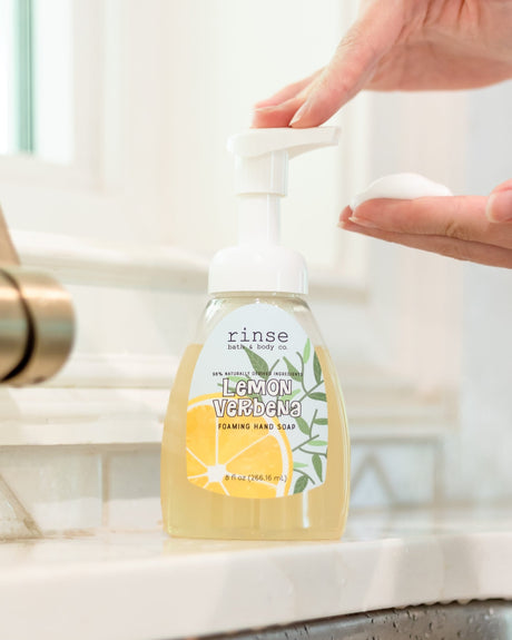 Handmade Lemon Verbena natural foaming hand soap - naturally derived - alternate angle