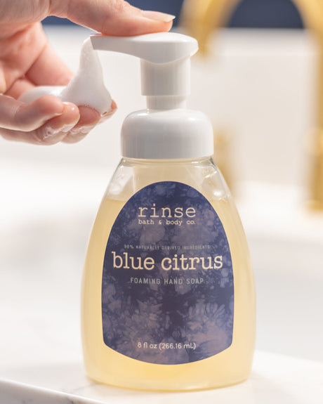 natural foaming hand soap in Blue Citrus by Rinse Bath & Body - alternate angle