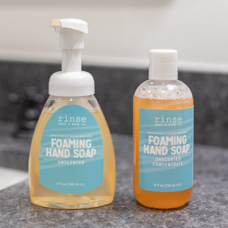 natural foaming hand soap in Unscented by Rinse Bath & Body - alternate angle
