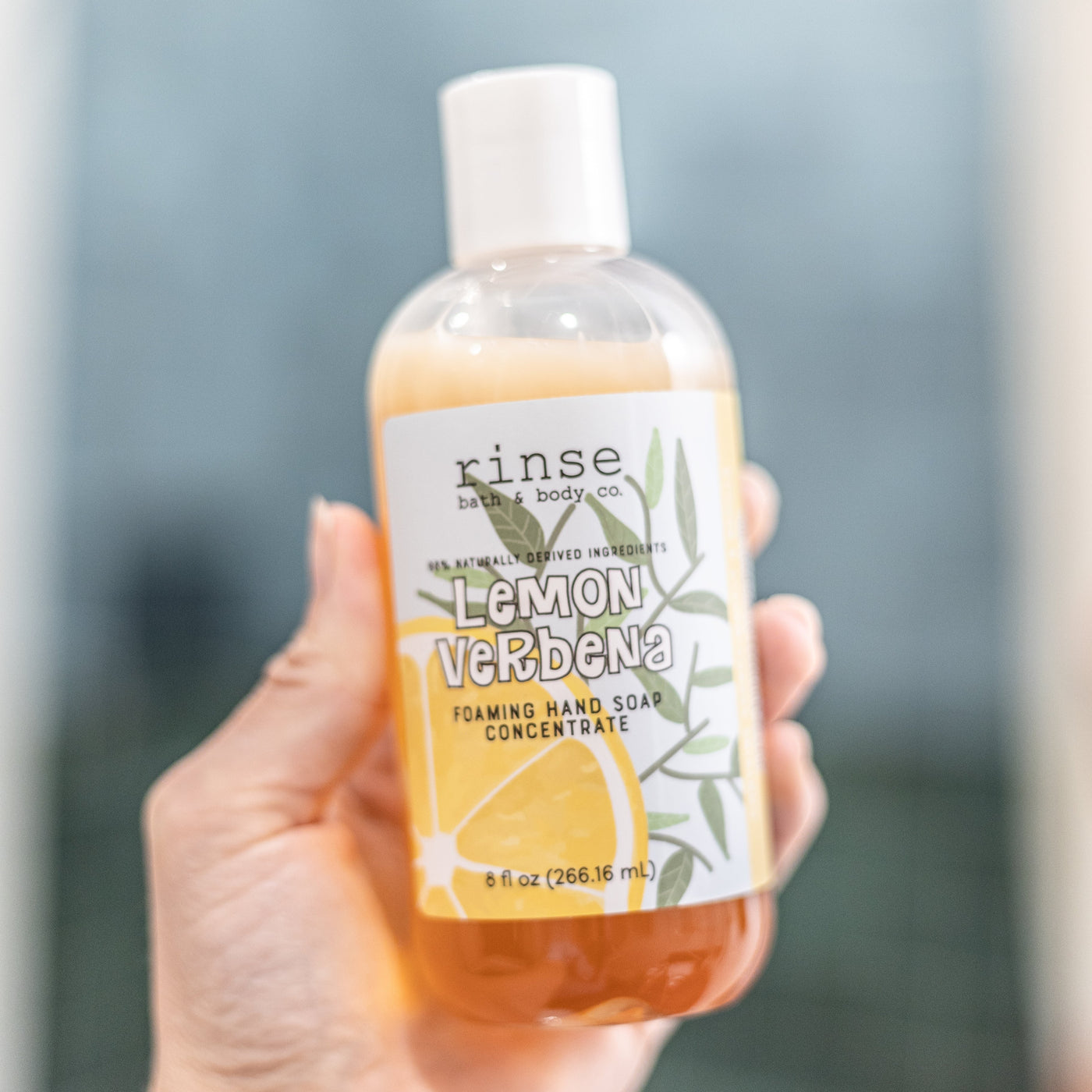 Rinse Lemon Verbena natural foaming hand soap - gentle cleansing formula - alternate angle