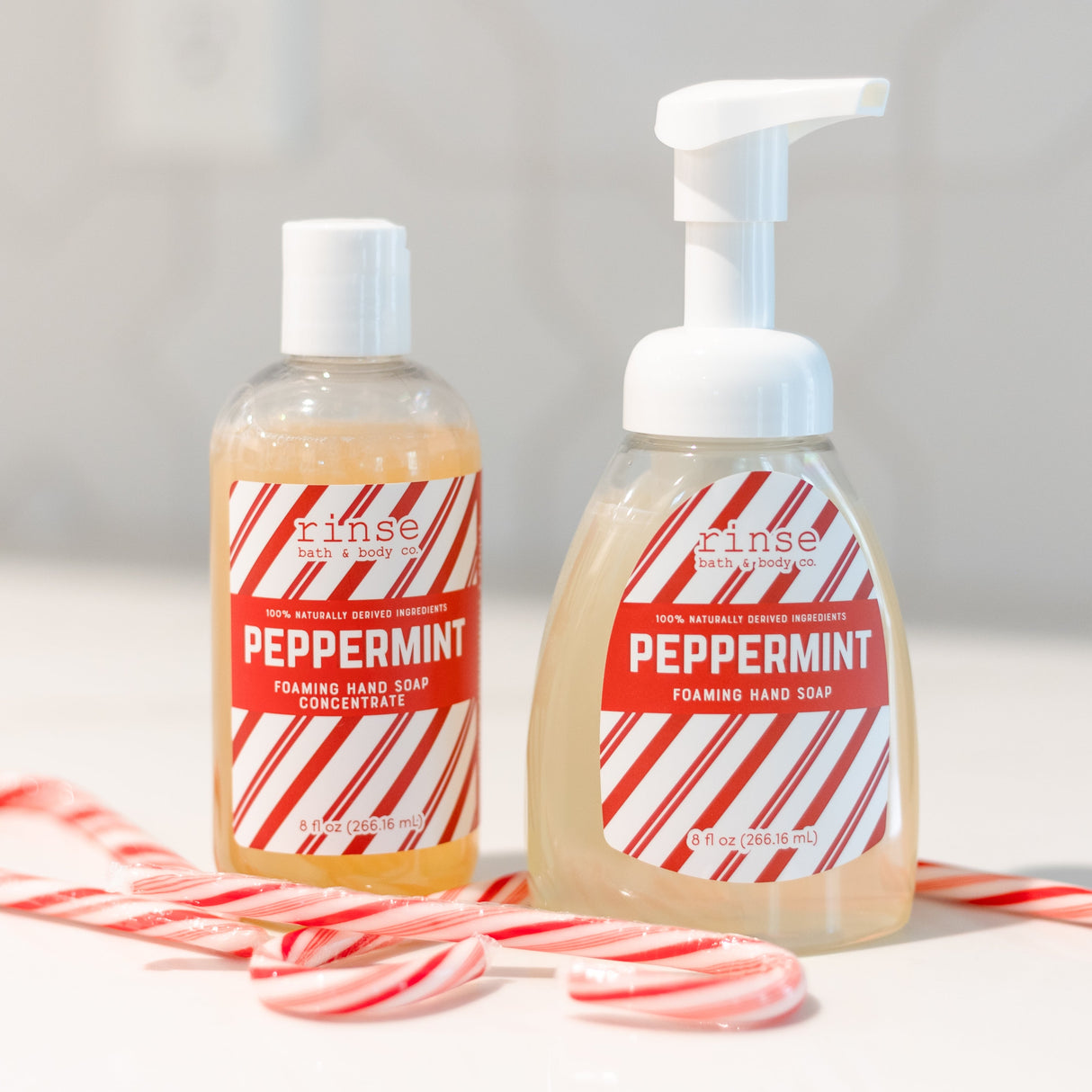Handmade Peppermint natural foaming hand soap - naturally derived - alternate angle