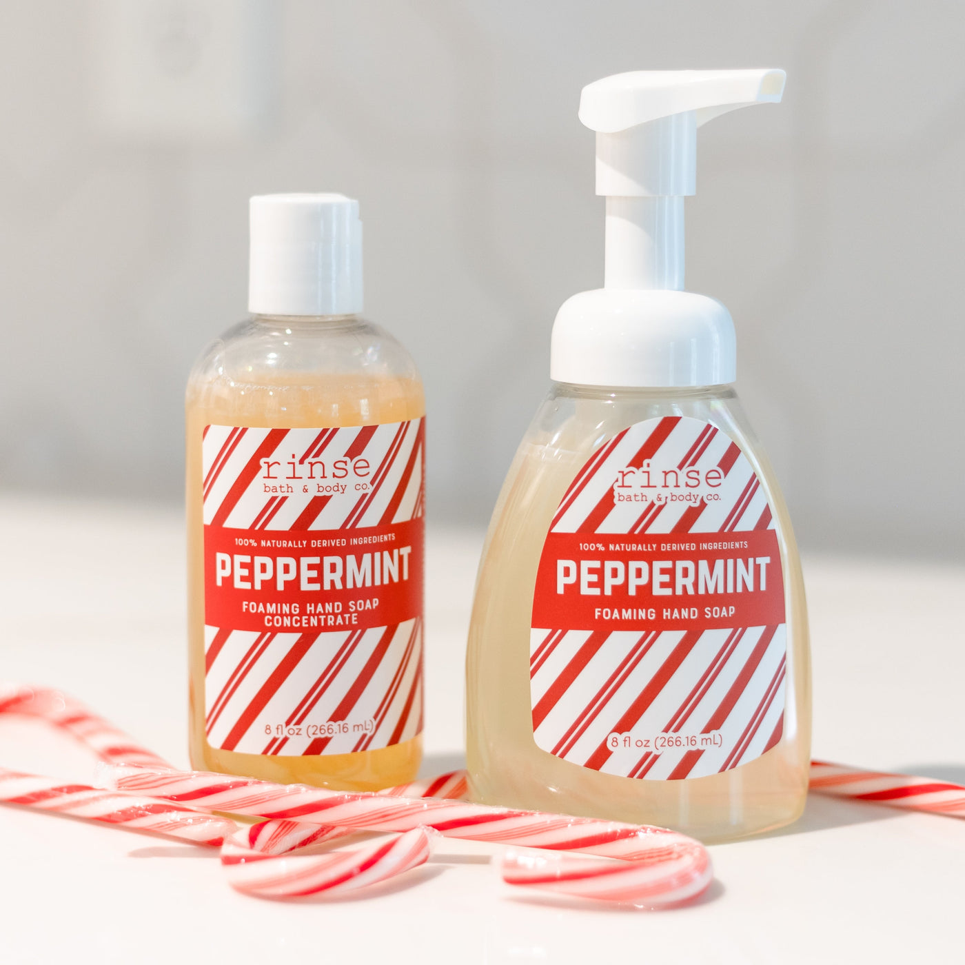 Handmade Peppermint natural foaming hand soap - naturally derived - alternate angle