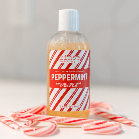 Peppermint natural foaming hand soap from Rinse - handmade in Georgia - detail view