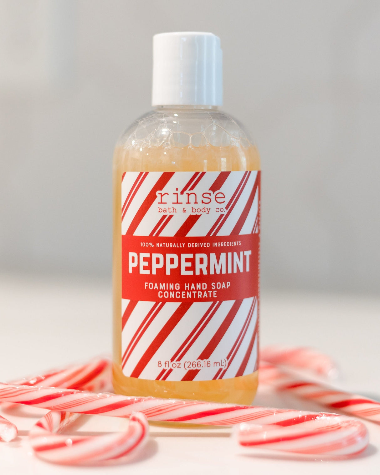 Peppermint natural foaming hand soap from Rinse - handmade in Georgia - detail view