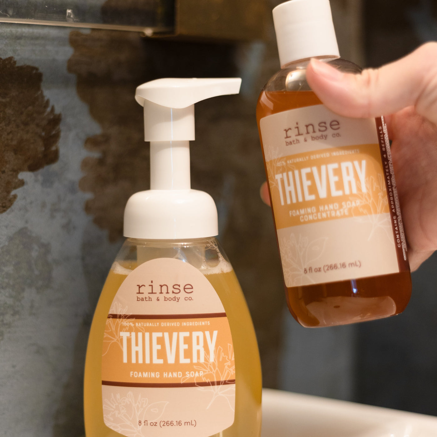 Rinse Thievery natural foaming hand soap - gentle cleansing formula - alternate angle