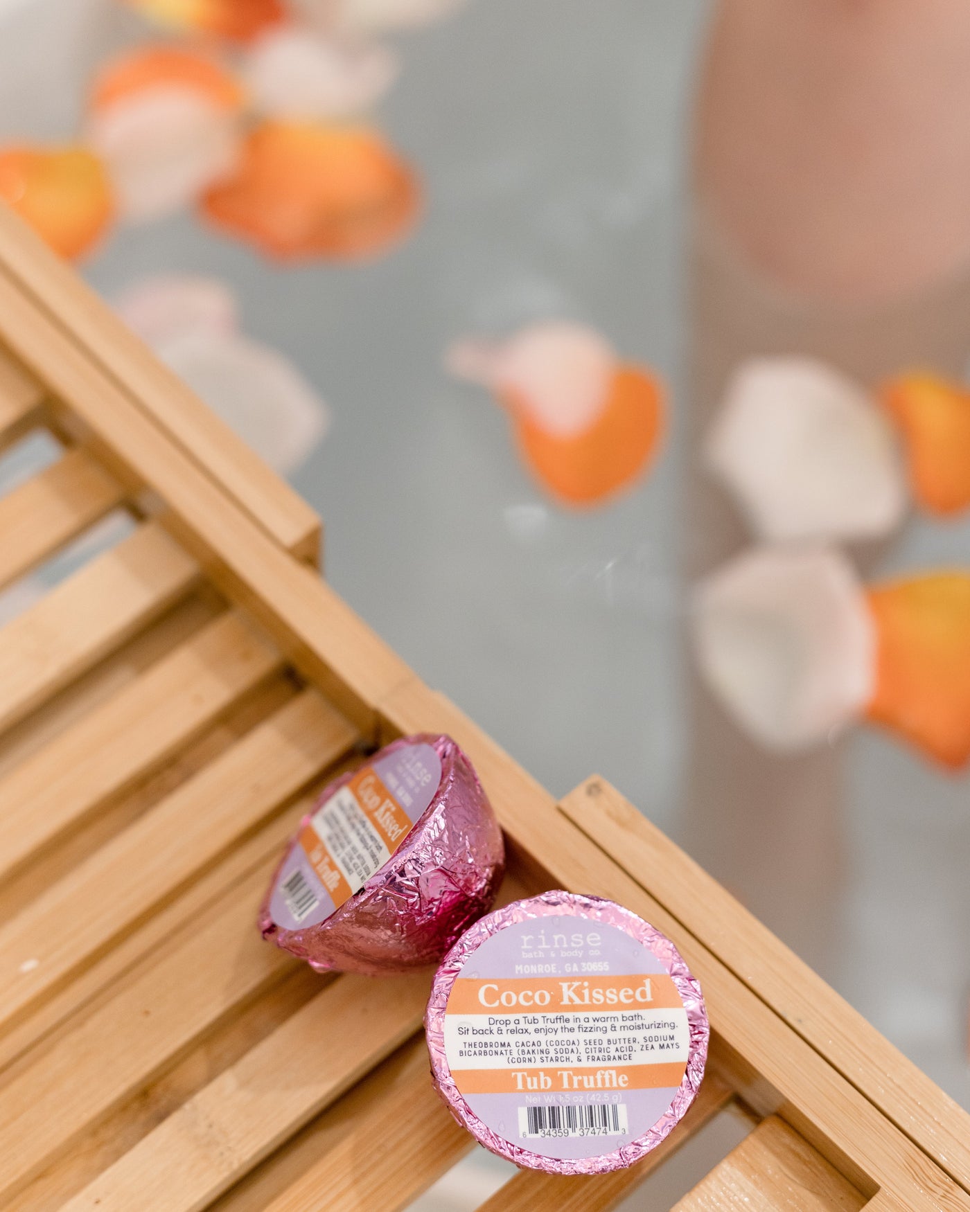 Cocoa Butter Bath Bomb (Tub Truffle) Coco Kissed — in-use