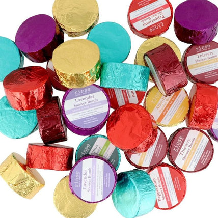 Rinse shower bombs in a pile
