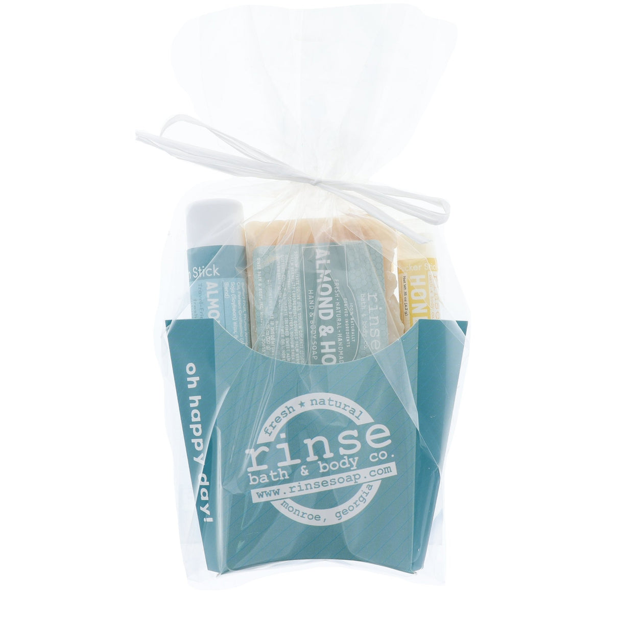 Handmade Almond Honey natural bath and body gift set - naturally derived - detail view