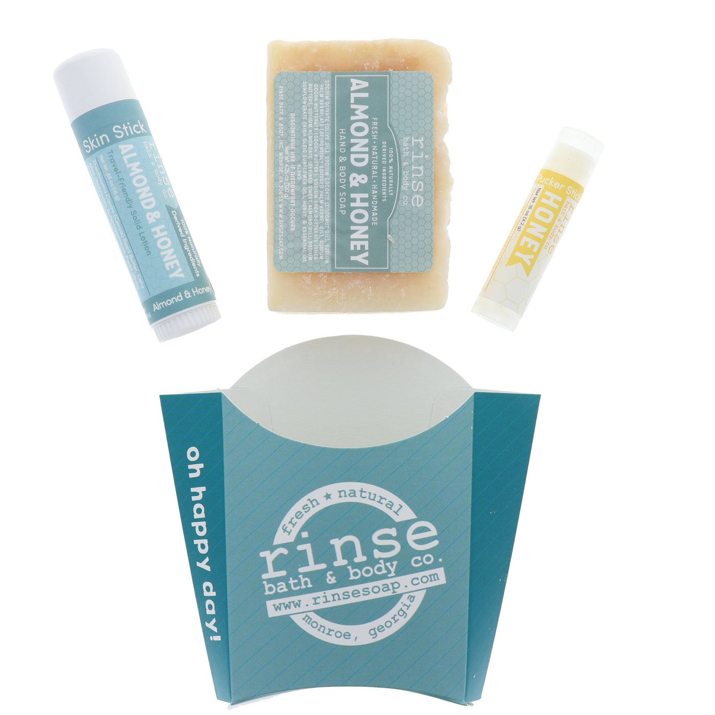 natural bath and body gift set in Almond Honey by Rinse Bath & Body - alternate angle