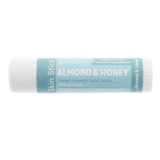 Almond & Honey Solid Lotion Skin Stick on white — natural handmade, Rinse Bath & Body Co.