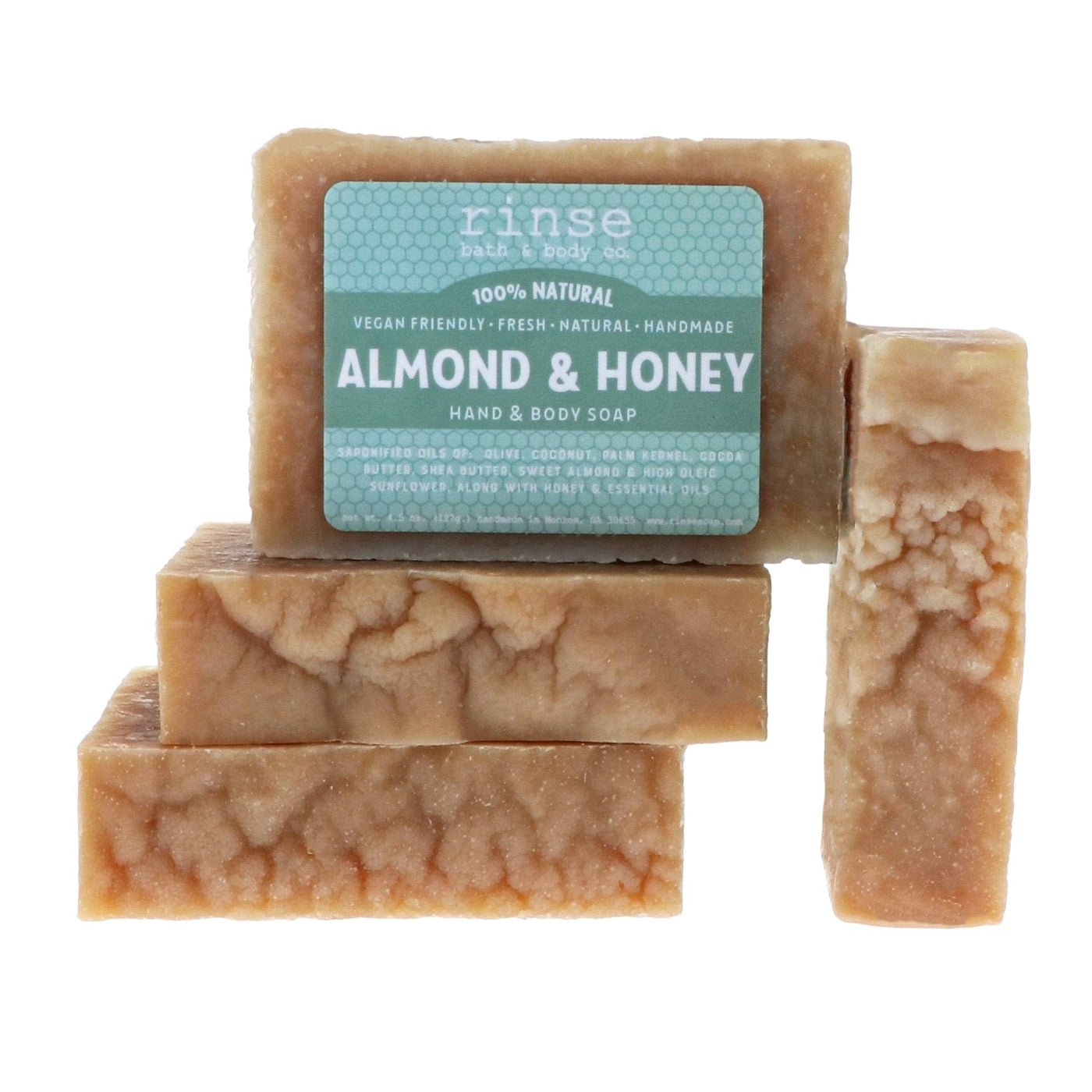 Almond & Honey Bar Soap on white — natural handmade, Rinse Bath & Body Co.
